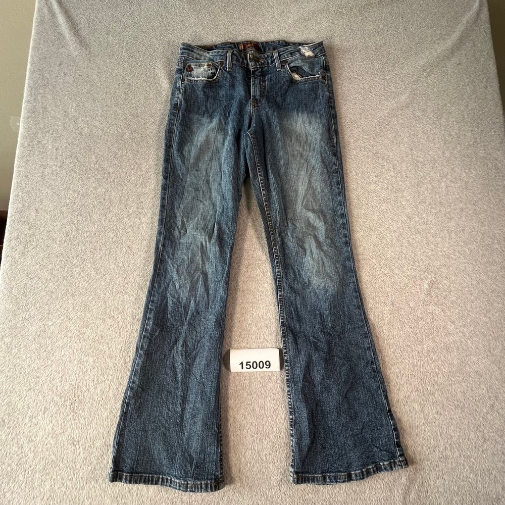 Vintage l.e.i. Jeans Women Size 9 Blue Fair Flare Low Rise Distressed Y2K